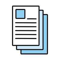 documentos documentos con línea de currículo e ícono de estilo de relleno vector