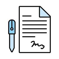 paper document with pen line and fill style icon vector