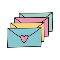 love letters in envelopes free form style icon vector