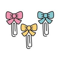 paper clips with bowties decoratives line style vector