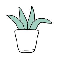 houseplant in ceramic pot line style vector