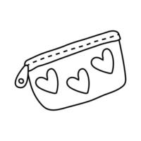 pencils case with hearts line style icon vector