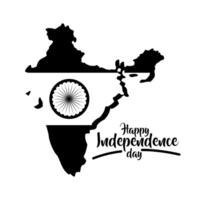 india independence day celebration with map silhouette style vector