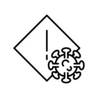 covid19 virus particle with alert signal line style vector