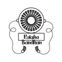 estilo de línea de accesorios de pulsera de flor de raksha bandhan feliz vector