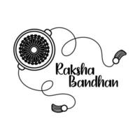 estilo de línea de accesorios de pulsera de flor de raksha bandhan feliz vector