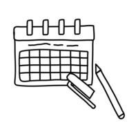 calendar reminder with marker line style icon vector