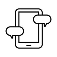 teléfono inteligente con icono de estilo de línea de burbujas de chat vector