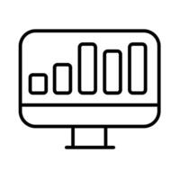 desktop computer with statistics bars line style vector