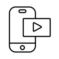 smartphone with play button line style vector