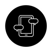 smartphone with chat bubbles block and line style icon vector