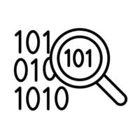 magnifying glass with binary code line style vector