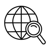 magnifying glass with sphere browser line style vector