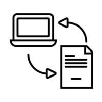 laptop computer with document line style vector