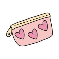 pencils case with hearts free form style icon vector