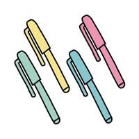 set of pens free form style icons vector