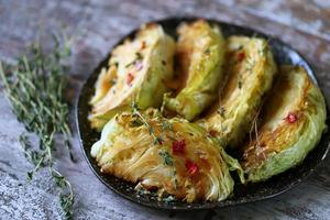 Baked cabbage slices photo