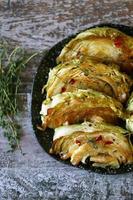 Baked cabbage slices photo