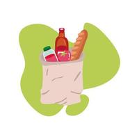 groceries in sack block style vector