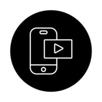 smartphone with play button line style vector