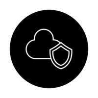 cloud computing with shield line style vector