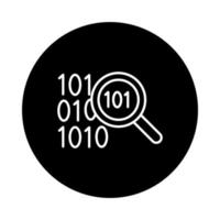 magnifying glass with binary code line style vector