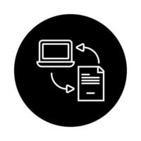 laptop computer with document line style vector