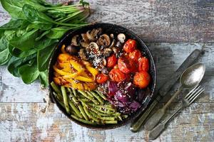 Baked vegetables in a pan photo