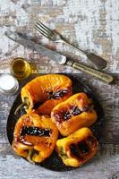 Grilled yellow peppers photo