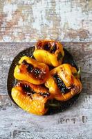 Grilled yellow peppers photo