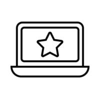 laptop computer with star line style icon vector