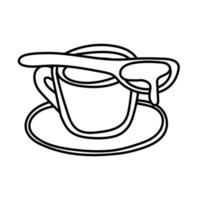 coffee cup drink with spoon line style icon vector