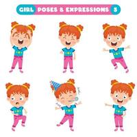 poses y expresiones de una chica divertida. vector