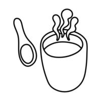bebida de taza de café con icono de estilo de línea de cuchara vector