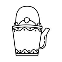 icono de estilo de línea de bebida de café en tetera vector