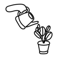 sprinkler with houseplant line style icon vector