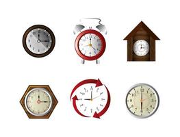 bundle of clocks different icons vector