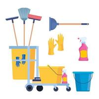 set of cleaning supplies icons vector