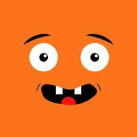 Cartoon face expression Kawaii manga doodle character with mouth and eyes crazy sad confuse face emotion comic avatar isolated on orange background Emotion squared Flat design vector