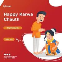 diseño de banner de plantilla feliz karwa chauth vector