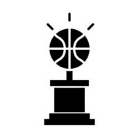 trofeo de juego de baloncesto con equipo de pelota, recreación, deporte, silueta, estilo, icono vector