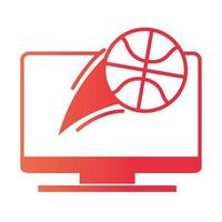 basketball game computer tournament recreation sport gradient style icon vector