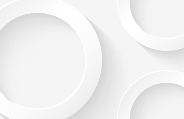 Modern minimal and clean white paper cut background with realistic circle shape. Elegant silver design