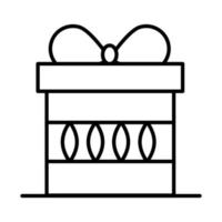 icono de estilo de línea de celebración de caja de regalo envuelto vector