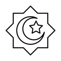 eid mubarak ornamento religioso islámico luna estrella icono de estilo de línea vector