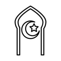 mosque moon temple eid mubarak islamic religious celebration line style icon vector