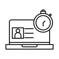 online education laptop lesson clock time website and mobile training courses line style icon vector