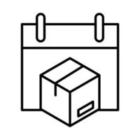 delivery packaging calendar cardboard box cargo distribution logistic shipment of goods line style icon vector