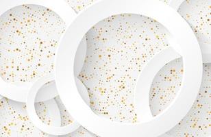 Modern White paper cut background with realistic circle shape textured with gold dot halftone glitter vector