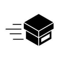 entrega envasado velocidad caja de cartón distribución de carga servicio silueta estilo icono vector